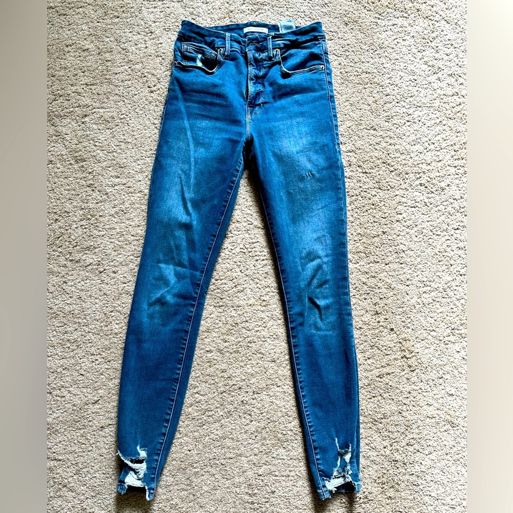 Good American Good Waist Distressed Skinny Jeans Size 2/26